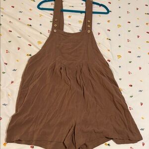 Brown Buttoned Overalls